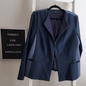 Navy and gray quilted blazer. Vented side opening.